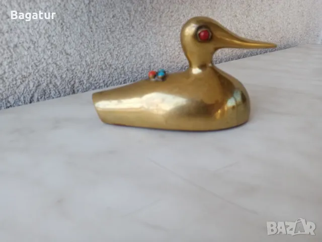 Бронз,Преспапие,фигура,месинг,корал,арт деко патка,птица,Рр, снимка 5 - Антикварни и старинни предмети - 48489593