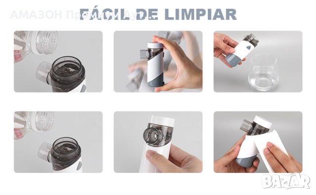 NebSmart USB Безжичен Аерозолен Инхалатор/Пулверизатор/Безшумен/Деца и Възрастни/Лесно почистване, снимка 8 - Други - 41230018