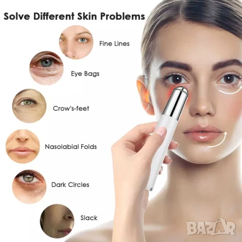 Фотон масажор за очи и бръчки, акне, кръгове с червена и синя светлина, снимка 8 - Масажори - 52197808