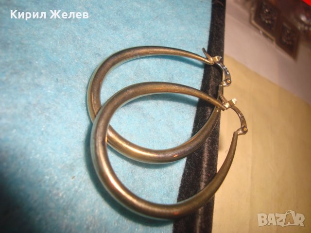 ЗЛАТИСТИ ВИНТИДЖ ОБЕЦИ ИЗРАБОТЕНИ от БЛАГОРОДНА НЕРЪЖДАЕМА СТОМАНА с ПЕЧАТИ 925 НЕ са СРЕБРО! 25754, снимка 12 - Обеци - 35784052