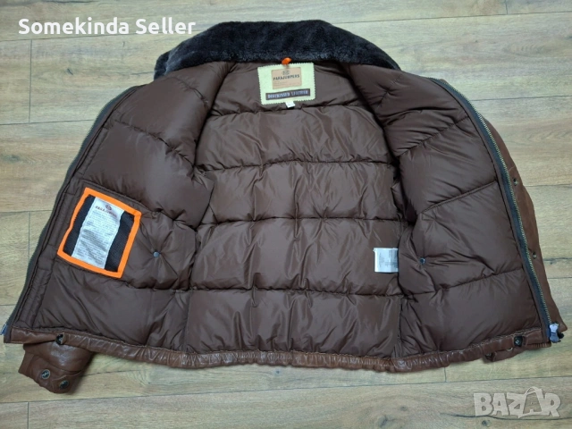 Parajumpers Goat Leather Down Jacket Size L Кожено Пухено Яке Мъжко, снимка 12 - Якета - 53708914