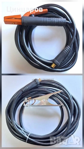 Електрожен кабели 25mm² ръкохватка и щипка маса-дължина 7м. всеки, байонет 9мм 