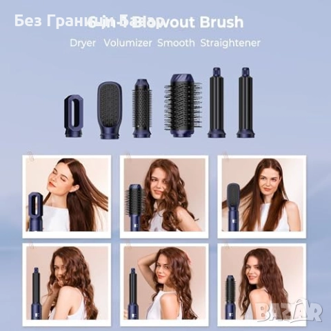 Нов 1000W мултифункционален сешоар и стилизатор с приставки за коса, снимка 2 - Сешоари - 51583825