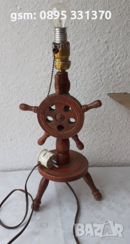 Работеща Стара дървена нощна лампа с рул, снимка 1 - Други - 40920676