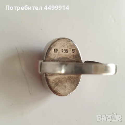 Сребърен пръстен с кехлибар, снимка 4 - Антикварни и старинни предмети - 50656513