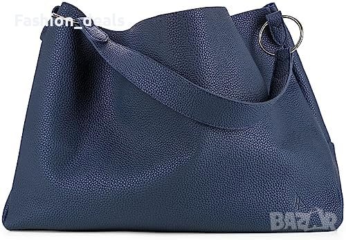 Нова Модерна дамска чанта Tote PU кожа в синьо ежедневна през рамо, снимка 1 - Чанти - 42530922