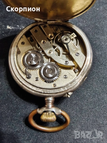 Швейцарски СРЕБЪРЕН джобен часовник 1901г. с позлата - 10 РУБИНА ПРОМОЦИЯ, снимка 9 - Джобни - 48361909