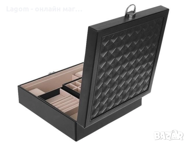 Кутия за бижута и часовници с огледало, отделящи се отделения и ключалка с ключ, екокожа, снимка 9 - Подаръци за жени - 52688995