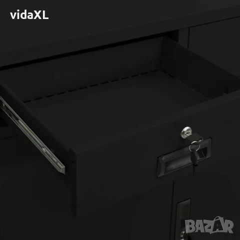 vidaXL Офис шкаф, черен, 90x40x102 см, стомана, снимка 9 - Шкафове - 56147060