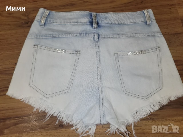 Къси дънки със сребърен кант, снимка 5 - Къси панталони и бермуди - 50747518