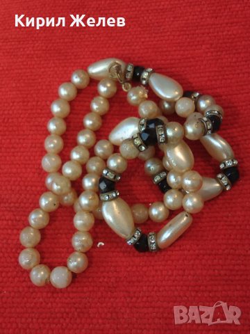 СТАРО ПЕРЛЕН ТИП РЕТРО АРТ ДЕКО КОЛИЕ ВИНТИДЖ ГЕРДАН с БРОНЗ ФАСЕТИРАН КРИСТАЛ ЦИРКОНИ 27135, снимка 2 - Антикварни и старинни предмети - 35079277