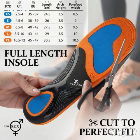 Ортопедични стелки YEKORA Ortho Plus за плоскостъпие дюстабан паднал свод шип на петата, снимка 2 - Ортопедични стелки - 45992513