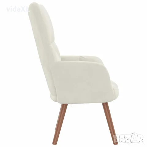 vidaXL Релакс стол, кремавобял, кадифе, снимка 4 - Дивани и мека мебел - 56146838