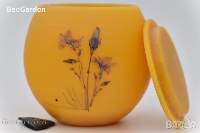 Ръчно изработено бурканче от пчелен восък с пчелен мед, снимка 8 - Пчелни продукти - 43761816