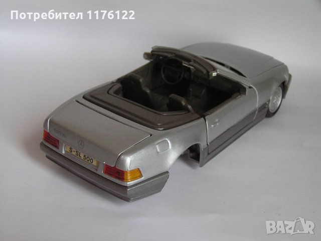 1/24 Maisto '89 Mercedes Benz 500 SL Roadster Cabrio Маисто Мерцедес Бенц 500 СЛ, снимка 4 - Коли, камиони, мотори, писти - 35841584