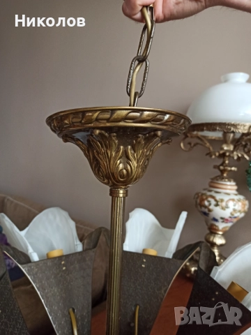 Месингов полилей Арт Деко, снимка 5 - Антикварни и старинни предмети - 52092453