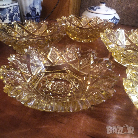 Бохемски рядък жълт кристал купи разпродажба, снимка 7 - Сервизи - 36222590