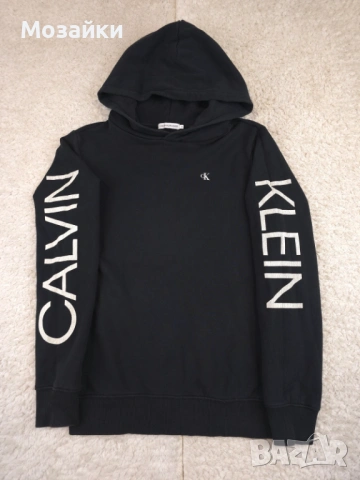 Мъжки суичър Calvin Klein Jeans Black Distressed Logo | MSRP €120 | Размер 14Y / XS