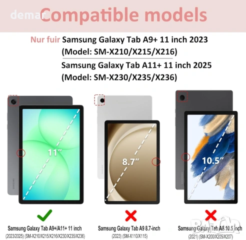 Калъф с клавиатура за Samsung Galaxy Tab A11 plus 2025 Tab A9 Plus 11 инча 2023, снимка 2 - Таблети - 53595333