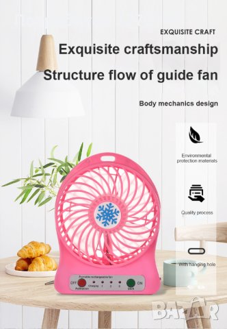 USB вентилатор + опция батерия - 3 скорости,подходящ ,за лаптоп,таблет,моб.телефон и др., снимка 2 - Друга електроника - 41245887