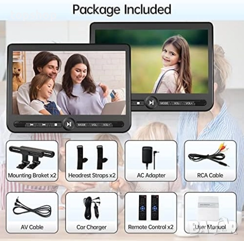 Нова Arafuna 10,5-инчов DVD плейър за кола с два независими екрана, преносим акумулаторен екран ..., снимка 8 - Аксесоари и консумативи - 52095327