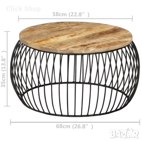 Маса за кафе, Ø68 см, грубо мангово дърво, снимка 7 - Маси - 41798938