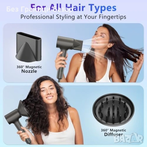 Нов Професионален сешоар 110 000 RPM, йонна технология, дифузер, тих, снимка 7 - Сешоари - 53072719