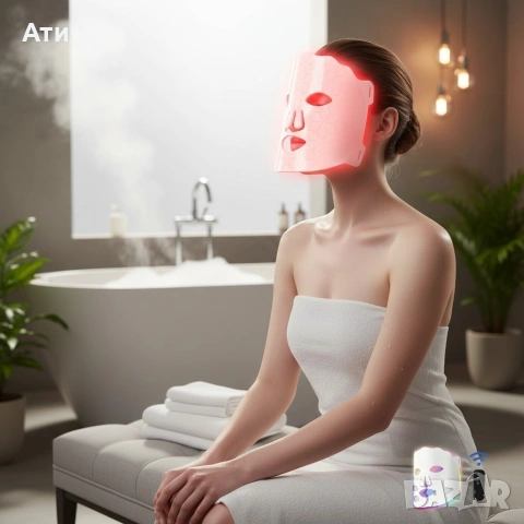 LED Маска за лице със 7 светлинни режима – Домашна фототерапия за по-чиста и спокойна кожа, снимка 3 - Други - 53373780