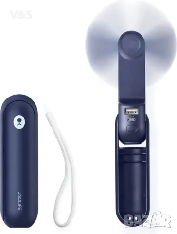  JISULIFE F8 3-в-1 мини сгъваем вентилатор с фенерче и захранваща банка 2000mAh,розов,, снимка 2 - Вентилатори - 48044079