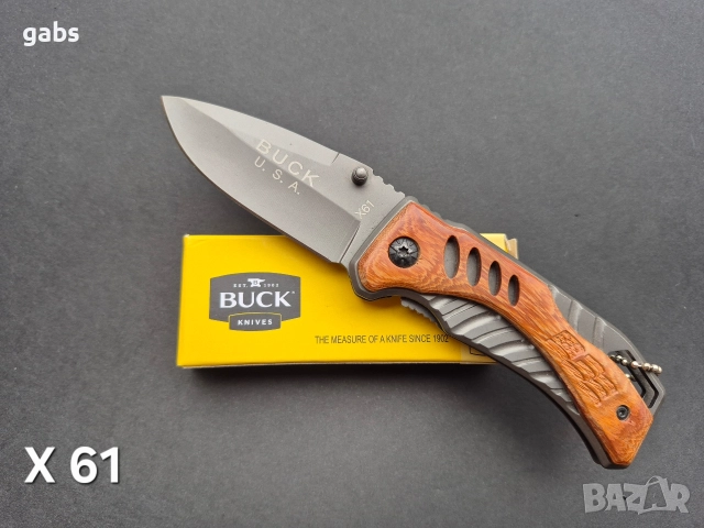Сгъваеми джобни ножчета BUCK с дървена дръжка, снимка 8 - Ножове - 50667665