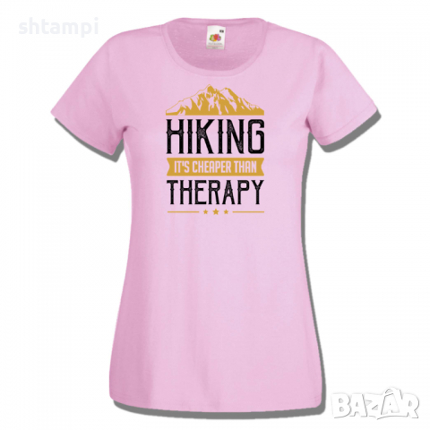 Дамска тениска Hiking It's Cheaper Than Therapy,Изненада,Подарък,Поход,Връх,Хижа, снимка 5 - Тениски - 36373498