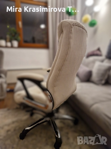 Президентски офис стол Carmen - бял / крем, снимка 4 - Столове - 52617036