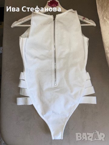 Ново с етикет хигиена лепенка луксозно парти елегантно официално бяло бандажно боди , снимка 12 - Потници - 41773314