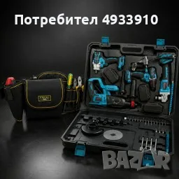 Комплект акумулаторни инструменти BOXER BX-187 4в1 + ПОДАРЪК многофункционална работна чанта