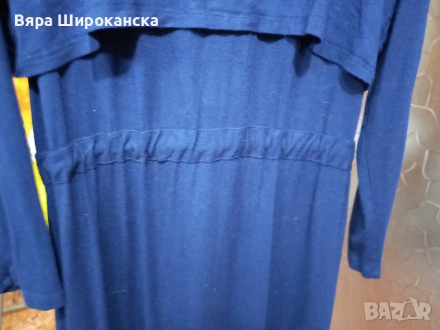 Тъмносиня рокля трико за едра дама. Размер: XL, 2XL. Интересен модел. Голяма разтегливост. , снимка 4 - Рокли - 40522953