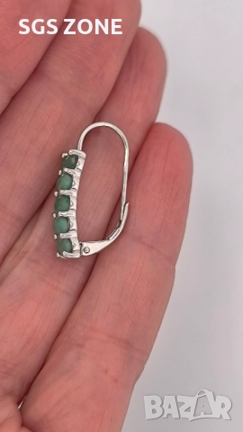 сребърни обеци с изумруди, рубини и сапфири, снимка 4 - Обеци - 51758284