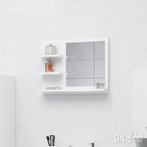 vidaXL Огледало за баня, бяло, 60x10,5x45 см, инженерно дърво, снимка 2 - Огледала - 56147854