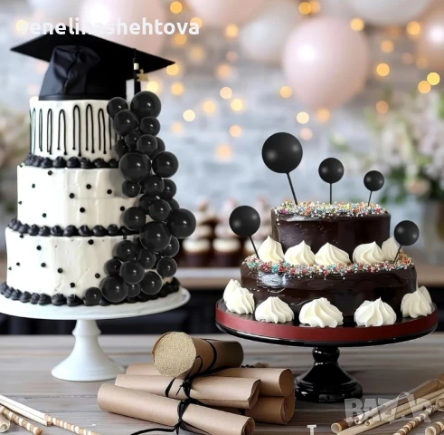 138 броя черни топчета топки на тел от стиропор за декорация на торта , снимка 3 - Други - 51161516