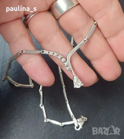Два броя / Сребърно колие с камъни / проба 925 Italy , снимка 14 - Колиета, медальони, синджири - 49312478