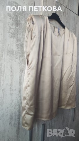Бежово сатен блуза с подплънки , снимка 9 - Тениски - 40399478