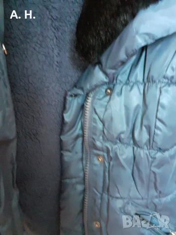 Синьо яке със сваляща се яка и колан, снимка 6 - Якета - 51353950