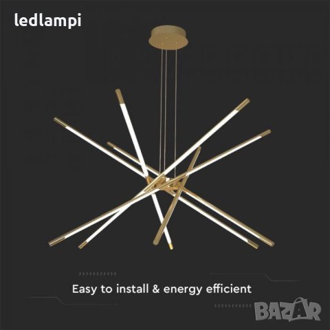 LED Полилей 50W Златен Топло Бяла Светлина, снимка 4 - Полилеи - 41946800