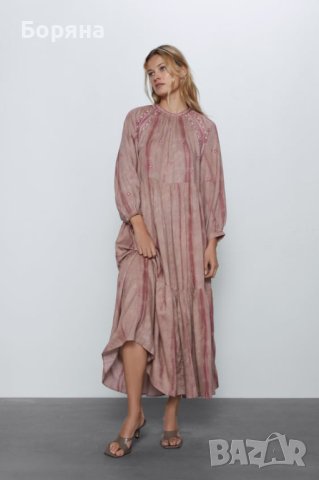 НАМАЛЕНА - ZARA нова дълга лятна рокля етно мотиви , снимка 3 - Рокли - 41736882