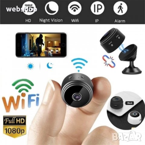 Мини Скрита Камера Pimpom А9, Wide Angle, Mini, Spy Camera, WiFi, Small, Wireless, Full HD, 1080P, , снимка 2 - IP камери - 34038413