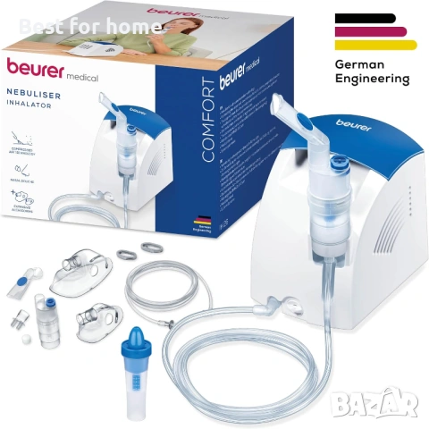 Ихалатор-аерозол със сгъстен въздух Beurer IH 26 с назален душ и пълни аксесоари, снимка 7 - Уреди за диагностика - 53724296