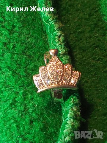 СКЪПОЦЕННА СРЕБЪРНА АРТ ОБЕЦА СРЕБРО 925 с БЯЛА ПОЗЛАТА и ИСКРЯЩИ ФАСЕТИРАНИ ЦИРКОНИ 38233