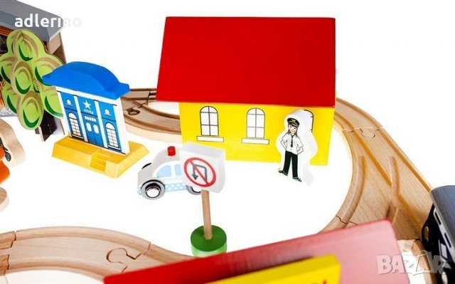  Дървена железопътна линия - 89 елемента Ново, снимка 3 - Коли, камиони, мотори, писти - 34159391