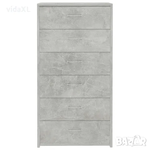 vidaXL Бюфет с 6 чекмеджета, бетонно сив, 50x34x96 см, инженерно дърво, снимка 4 - Бюфети - 56147766