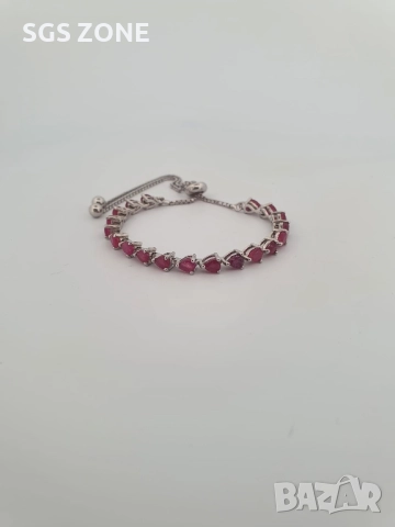 Тенис гривна с рубини, сапфири и изумруди, снимка 6 - Гривни - 52401623