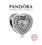 Pandora 925 сребърен талисман сърце с цирконий, снимка 1 - Гривни - 34643395